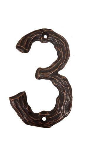 Buck Snort DM10003-6300: 4-1/4" Log House Number Three - Oil Rubbed Bronze