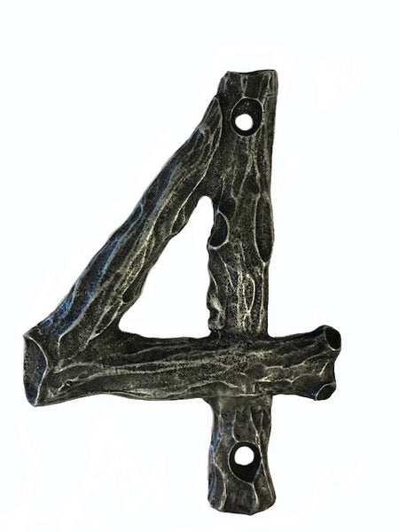 Buck Snort DM10004-5100: 4-1/4" Log House Number Four - Oxidized Pewter