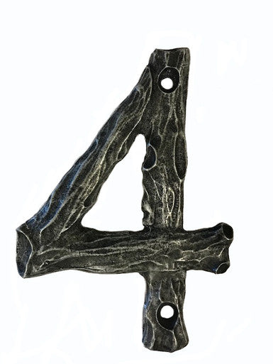Buck Snort DM10004-5100: 4-1/4" Log House Number Four - Oxidized Pewter