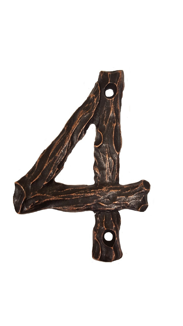 Buck Snort DM10004-6300: 4-1/4" Log House Number Four - Oil Rubbed Bronze