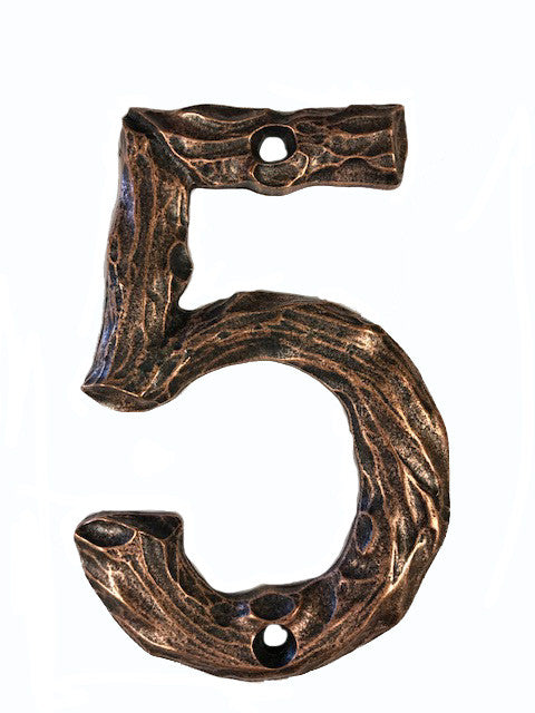 Buck Snort DM10005-2800: 4-3/8" Log House Number Five - Oxidized Copper