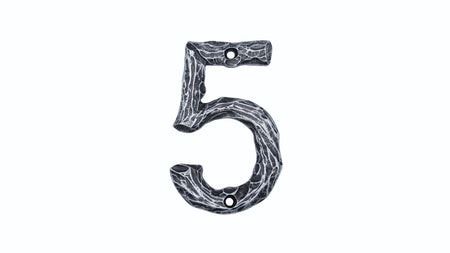 Buck Snort DM10005-5100: 4-3/8" Log House Number Five - Oxidized Pewter