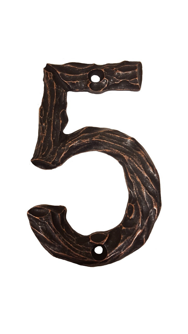 Buck Snort DM10005-6300: 4-3/8" Log House Number Five - Oil Rubbed Bronze