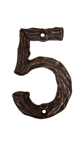 Buck Snort DM10005-6300: 4-3/8" Log House Number Five - Oil Rubbed Bronze