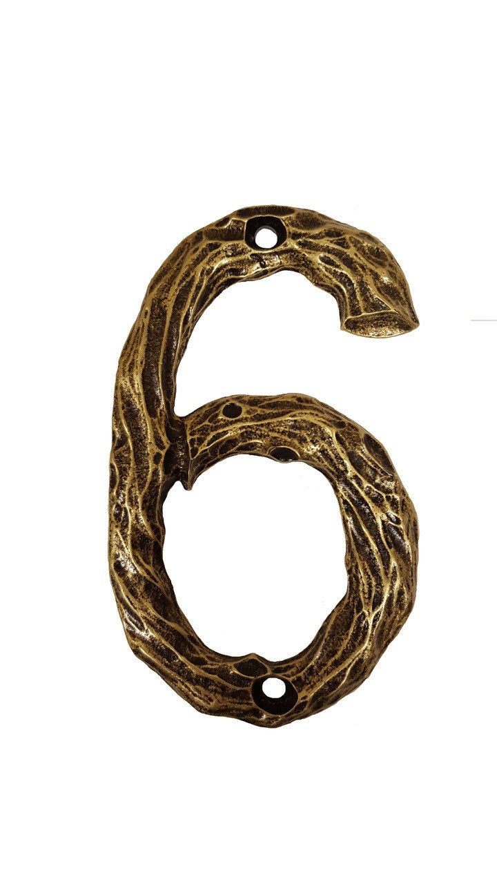 Buck Snort DM10006-1200: 4-1/4" Log House Number Six - Oxidized Brass