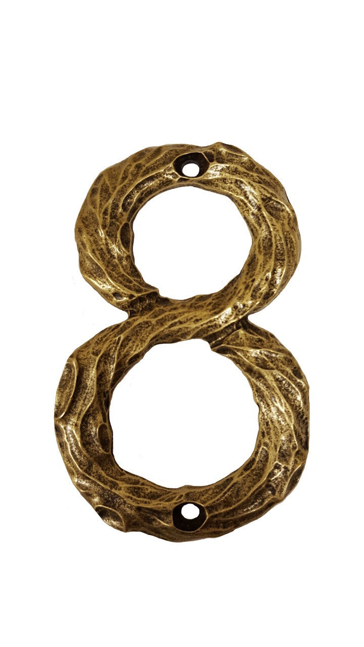 Buck Snort DM10008-1200: 4-1/4" Log House Number Eight - Oxidized Brass