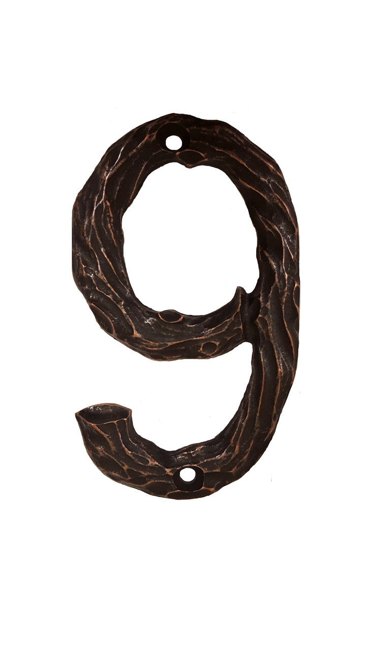 Buck Snort DM10009-6300: 4-1/4" Log House Number Nine - Oil Rubbed Bronze