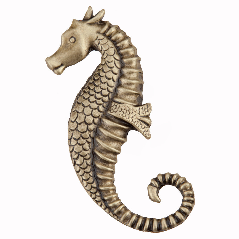 Acorn DPEAP: 2-1/4" Seahorse Cabinet Knob - Antique Brass 1
