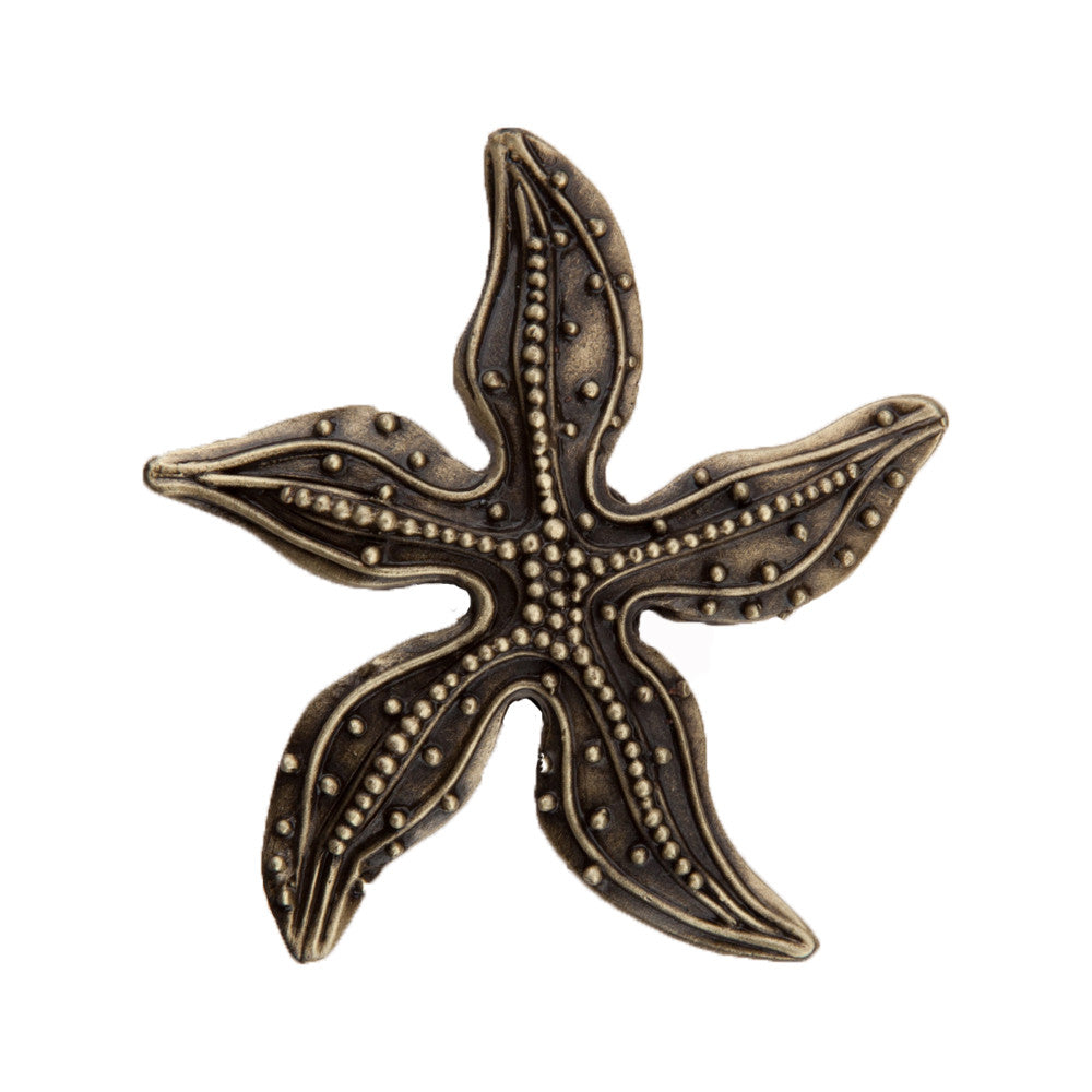 Acorn DPNAP: 1-7/8" Beaded Starfish Cabinet Knob - Antique Brass