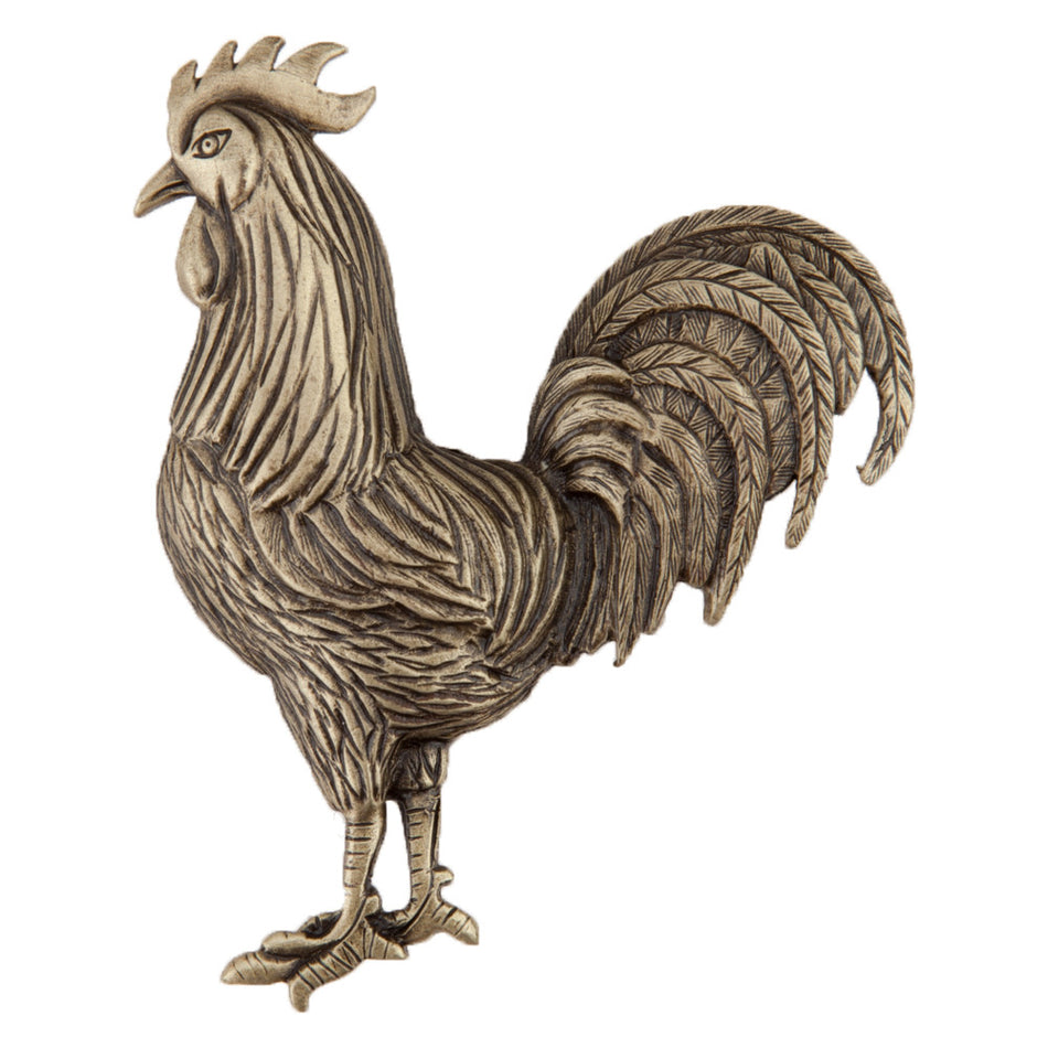 Acorn DQ9AP: 2-1/8" Rooster Cabinet Knob - Antique Brass