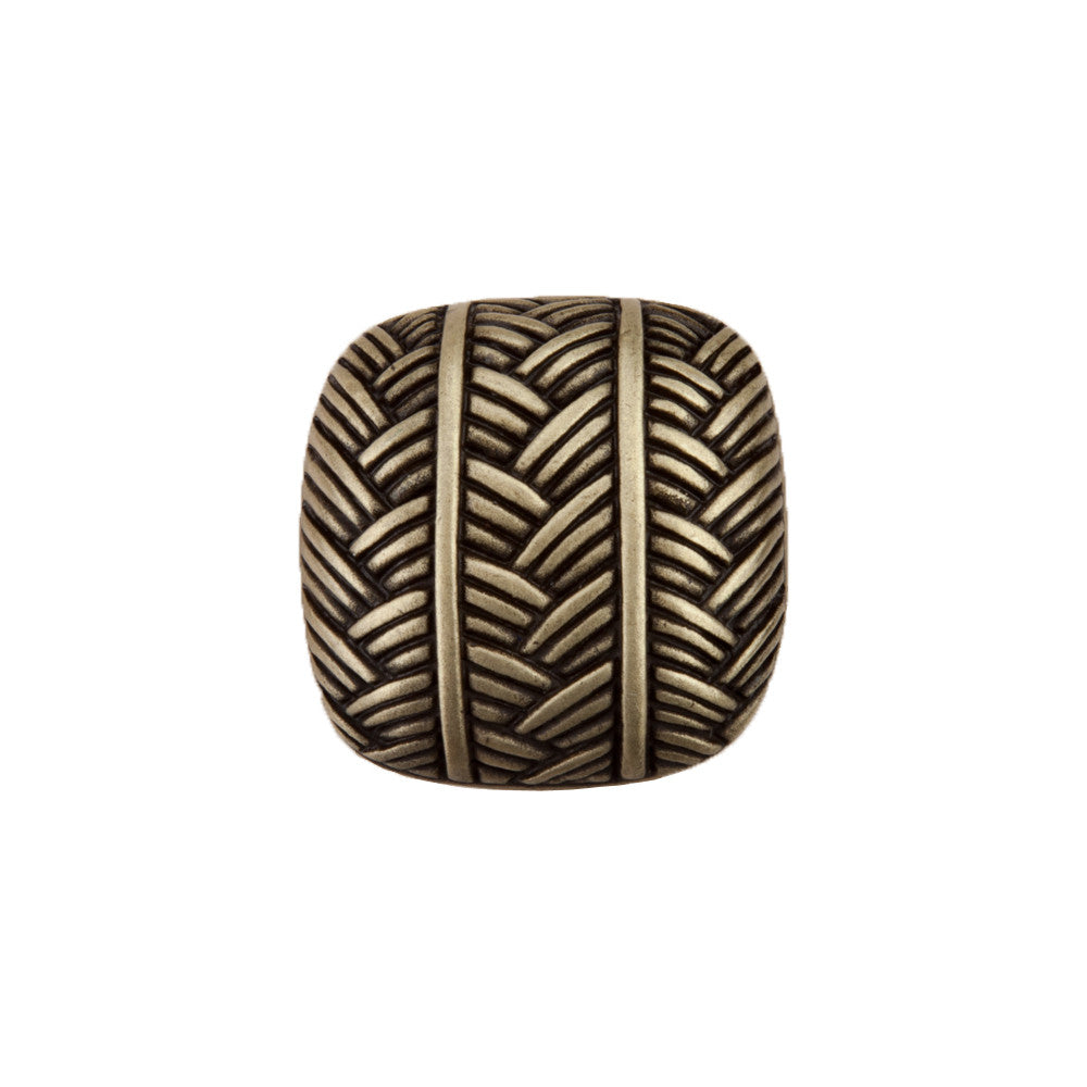 Acorn DQEAP: 1" Woven Square Cabinet Knob - Antique Brass