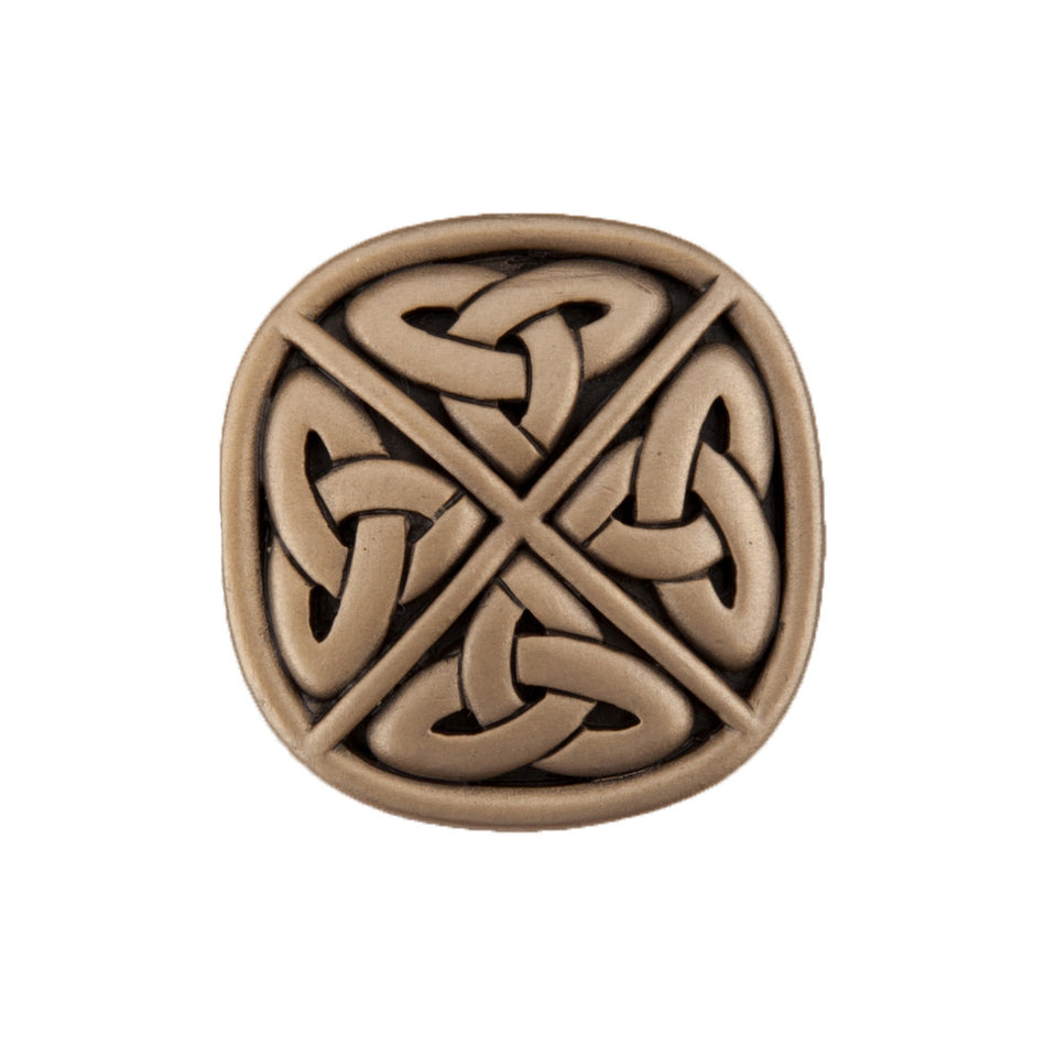Acorn DQGGP: 1-1/4" Celtic Square Cabinet Knob - Museum Gold