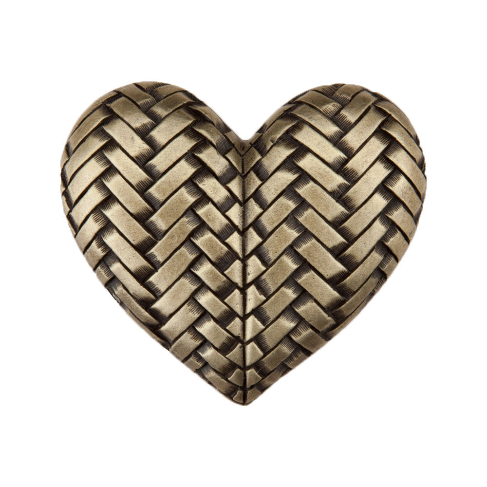 Acorn DQJAP: 1-1/2" Woven Heart Cabinet Knob - Antique Brass