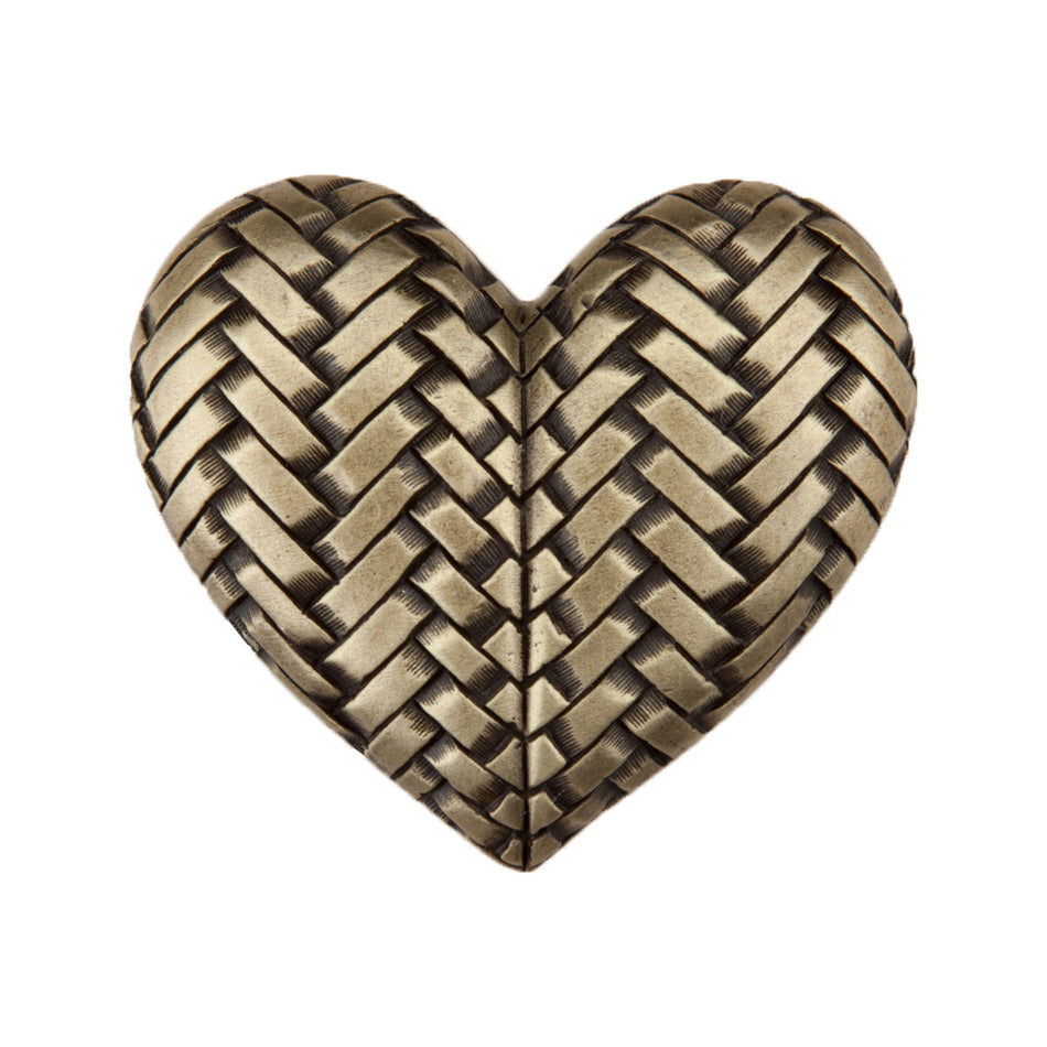 Acorn DQJAP: 1-1/2" Woven Heart Cabinet Knob - Antique Brass