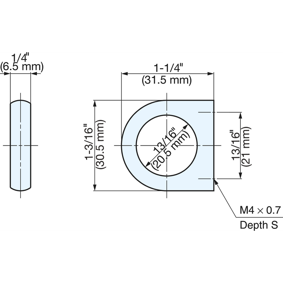 Sugatsune DR-L/S: 21mm  Finger Pull - Satin Stainless Steel