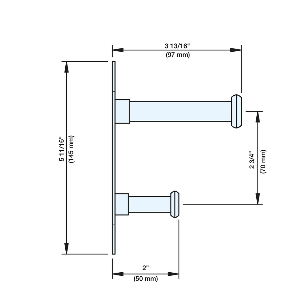 Sugatsune DSH-05: Modern Coat Hook w/Double Pegs - Satin Stainless Steel