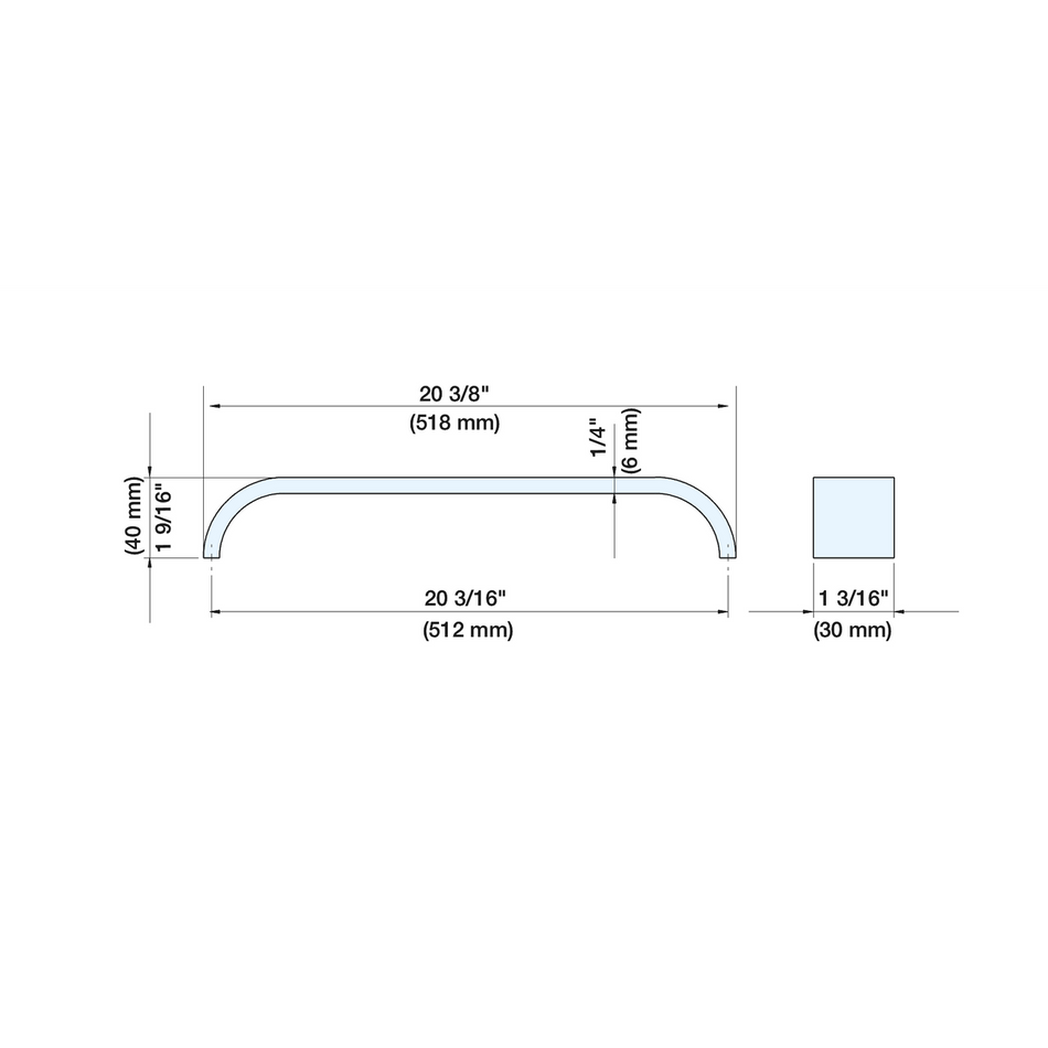 Sugatsune DSI-120-512: 512mm Modern Flat Bar Cabinet Pull - Satin Stainless Steel