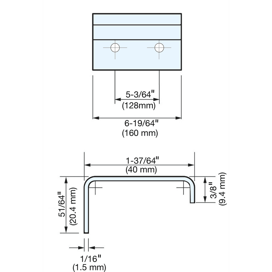 Sugatsune DSI-350-128: 128mm cc Edge Pull - Satin Stainless Steel