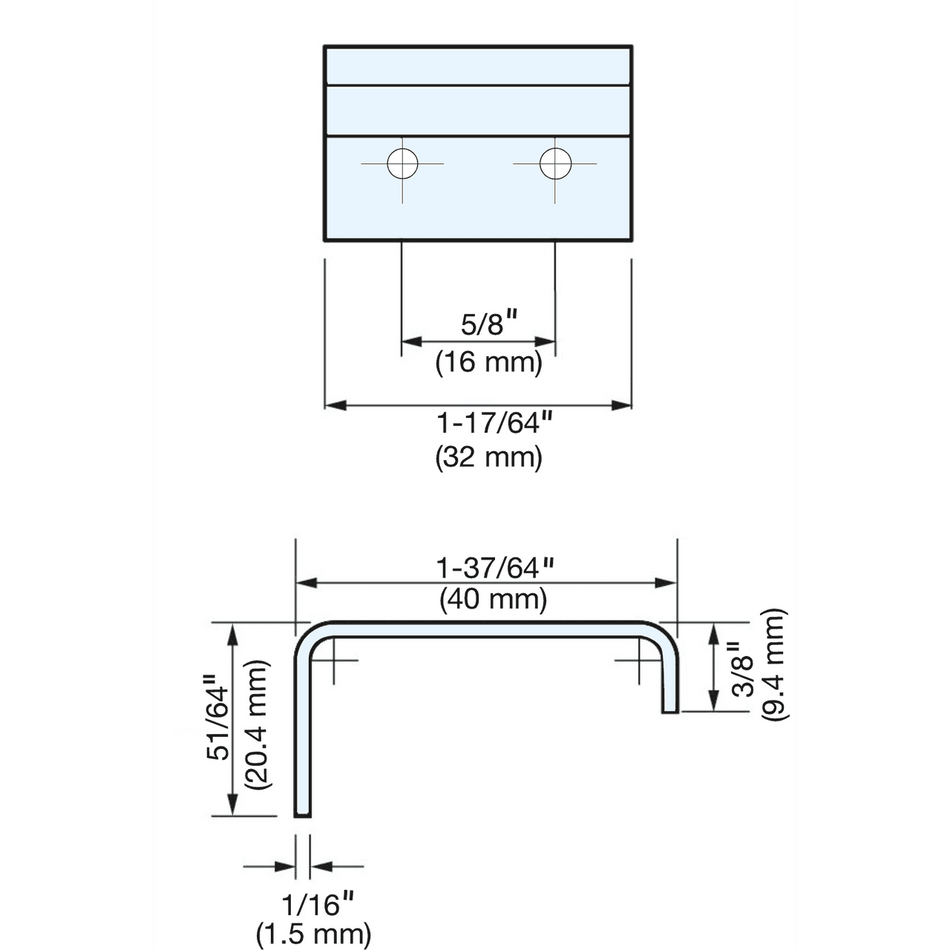 Sugatsune DSI-350-16: 16mm cc Edge Pull - Satin Stainless Steel