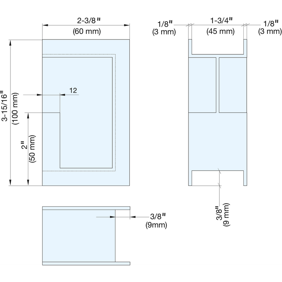 Sugatsune DSI-4253-45-BL: 100mm x 45mm Sliding Door Handle - Black