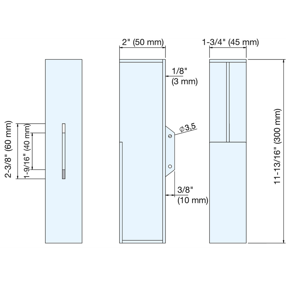 Sugatsune DSI-4254S300-45-BL: 300mm x 45mm Slim Sliding Door Handle - Black