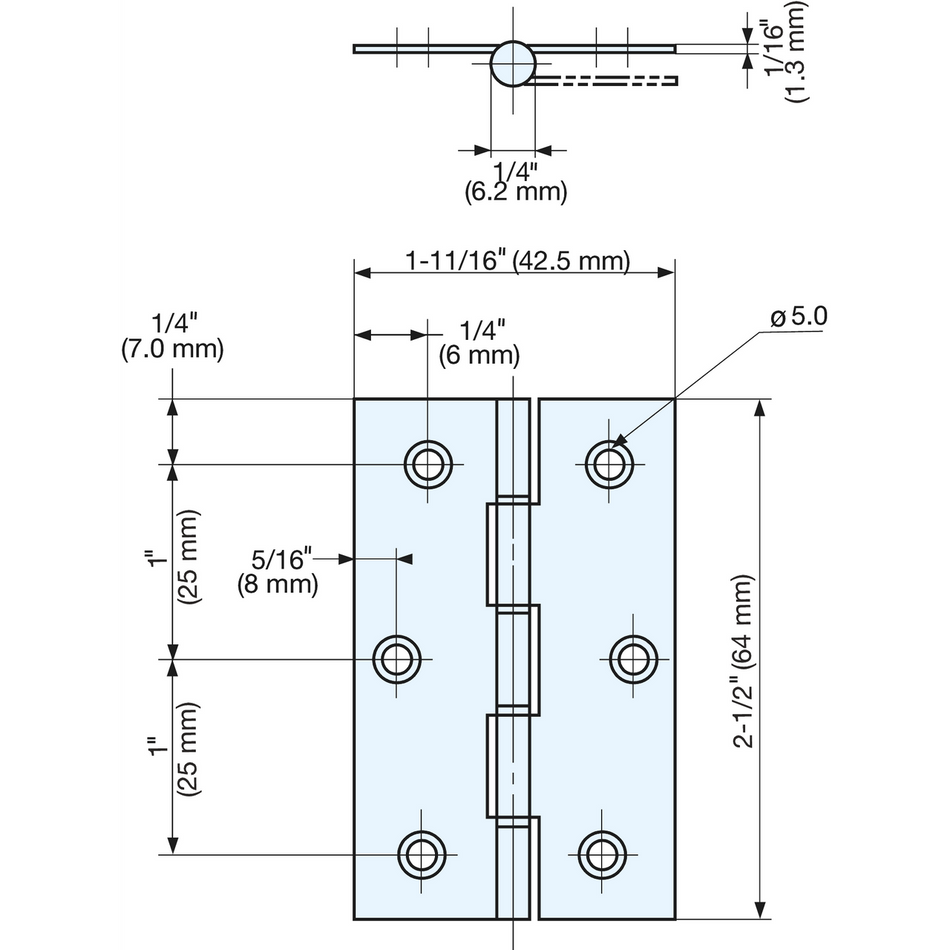 Sugatsune D-S-64A: 64mm Butt Hinge - Satin Stainless Steel
