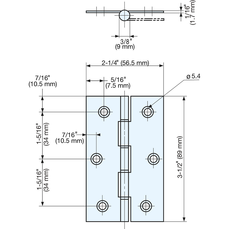Sugatsune D-S-89A: 89mm Butt Hinge - Satin Stainless Steel