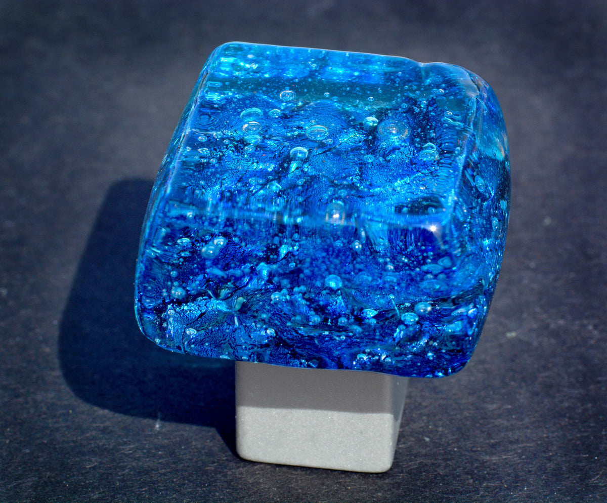 Grace White DWD-BB: Dancing Water Cabinet Knob - Blue Bayou Dichroic