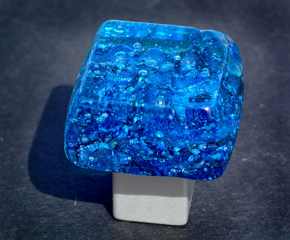Grace White DWD-BB: Dancing Water Cabinet Knob - Blue Bayou Dichroic