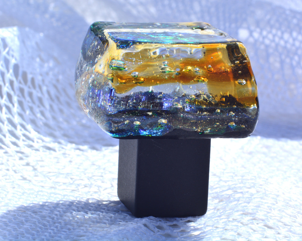 Grace White DWD-EV4: 3" cc Dancing Water Cabinet Pull - Everglades Dichroic