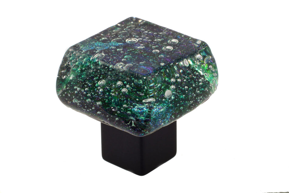 Grace White DWD-PL: Dancing Water Cabinet Knob - Peacock Lake Dichroic
