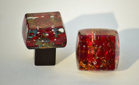 Grace White DWD-RR: Dancing Water Cabinet Knob - River Rouge Dichroic