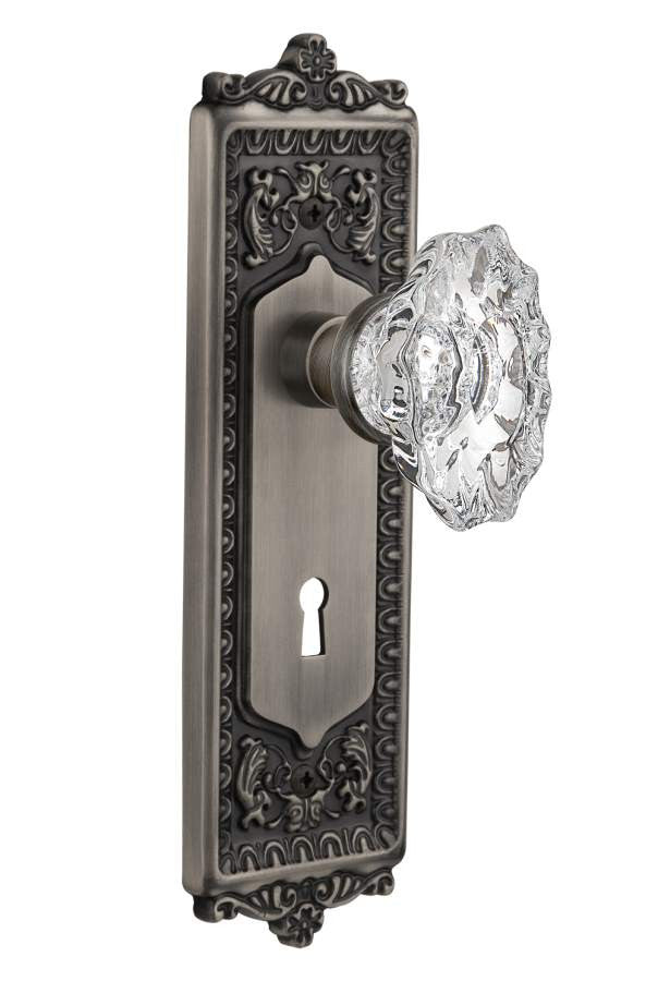 Nostalgic 714021: Mortise Lockset Egg-Dart Plate Chateau Knob - Antique Pewter