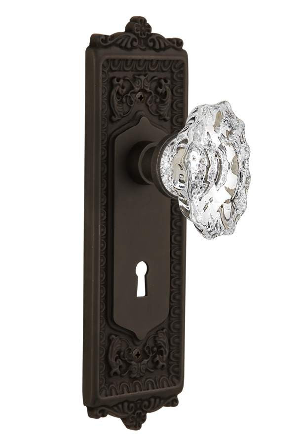 Nostalgic 714022: Mortise Lockset Egg-Dart Plate Chateau Knob Oil Rub Bronze