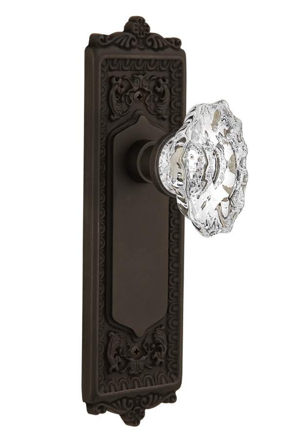 Nostalgic 713729: Egg & Dart Backplate w/Chateau Knob Single Dummy Door Set - Oil-Rubbed Bronze