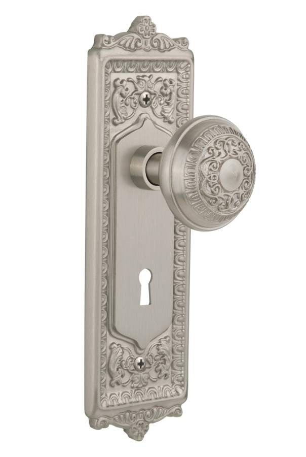 Nostalgic 701914: Mortise Egg and Dart Plate w/ Egg and Dart Knob - Satin Nickel
