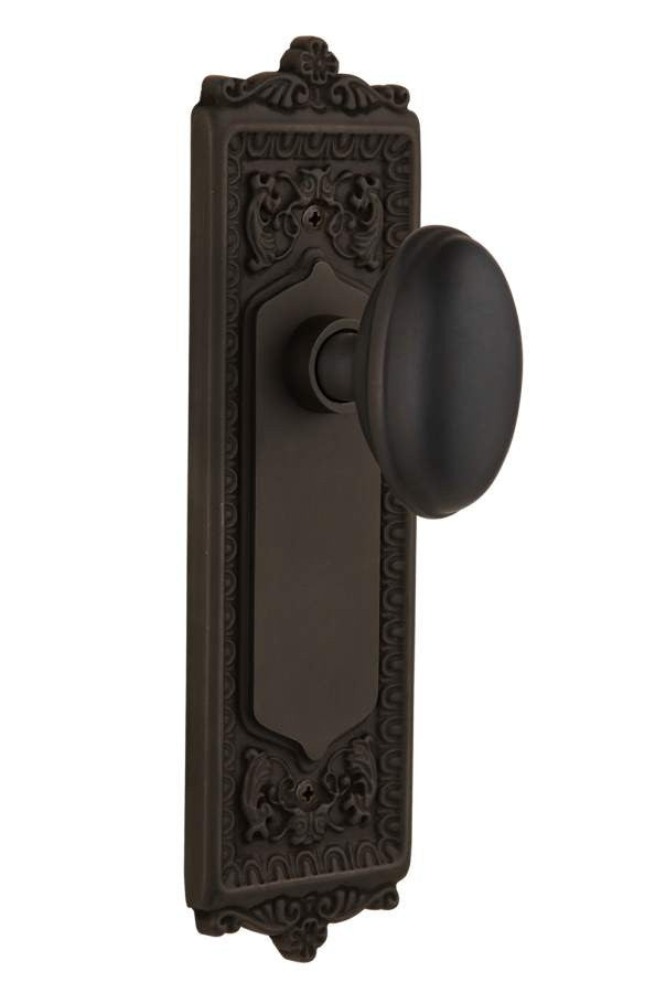 Nostalgic 704185: Egg & Dart Backplate w/Homestead Knob Passage Door Set - Oil-Rubbed Bronze