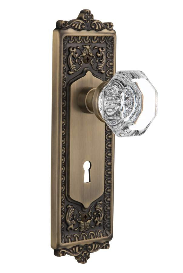 Nostalgic 704865: Mortise Egg and Dart Plate w/ Waldorf Knob - Antique Brass