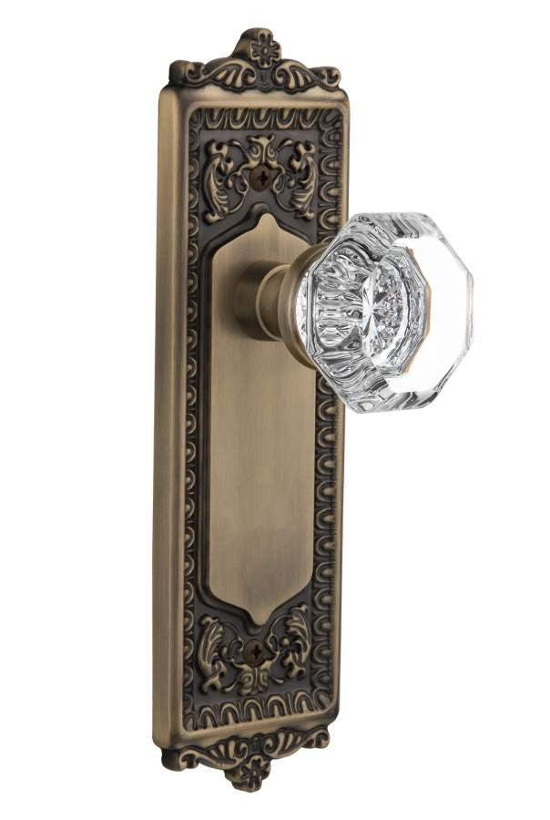 Nostalgic 704228: Egg & Dart Backplate w/Waldorf Knob Privacy Door Set - Antique Brass