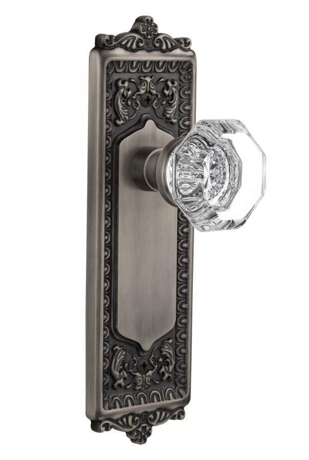 Nostalgic 704225: Egg & Dart Backplate w/Waldorf Knob Privacy Door Set - Antique Pewter