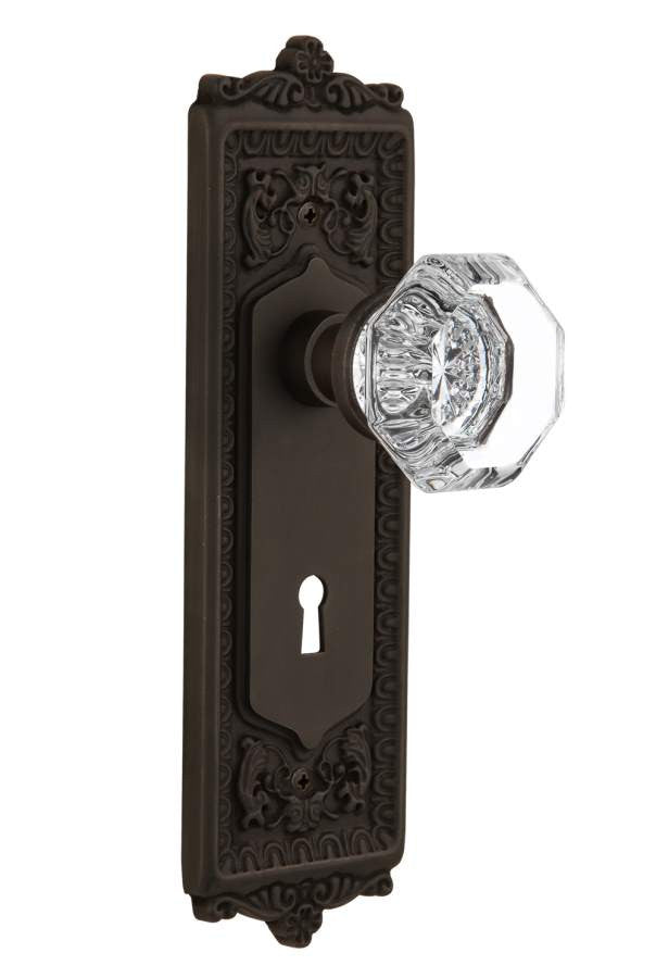 Nostalgic 704257: Egg & Dart Backplate w/Waldorf Knob Passage Door Set - Oil-Rubbed Bronze
