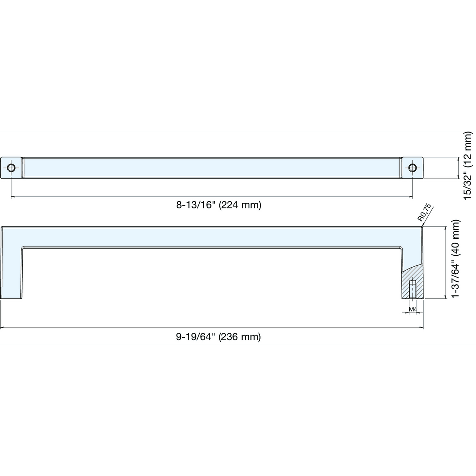 Sugatsune ES-Z003-224-AB: 224mm cc ESOR Bar Cabinet Pull - Matte Antique Bronze