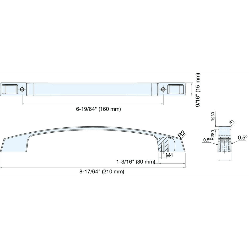 Sugatsune ES-Z004-160/DB: 160mm cc ESOR Arch Bar Cabinet Pull - Dark Bronze