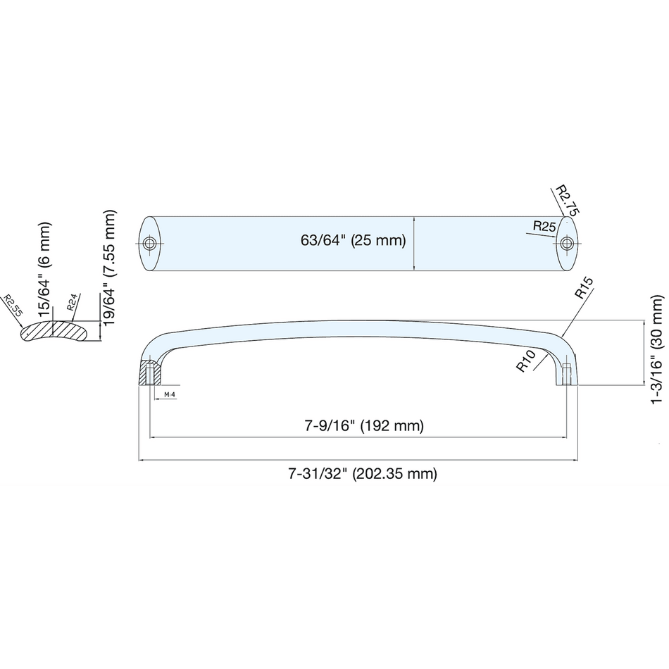 Sugatsune ES-Z005-192/WB: 192mm cc ESOR Bar Cabinet Pull - White Bronze