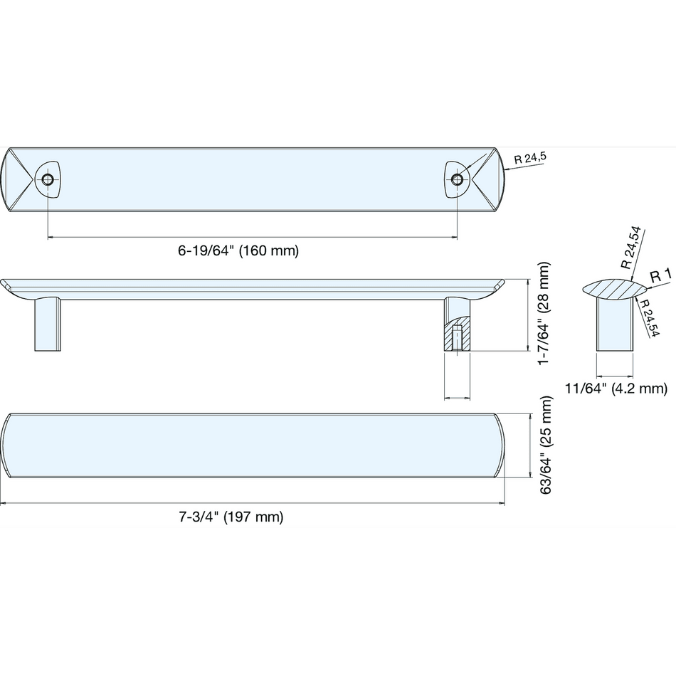 Sugatsune ES-Z007-160/WB: 160mm cc ESOR Bar Cabinet Pull - White Bronze
