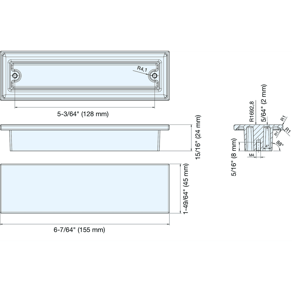 Sugatsune ES-Z403-128/DB: 128mm cc ESOR Cabinet Pull - Dark Bronze