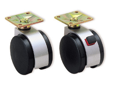 59mm Twin Wheel Caster w/o Brake - Black/Silver