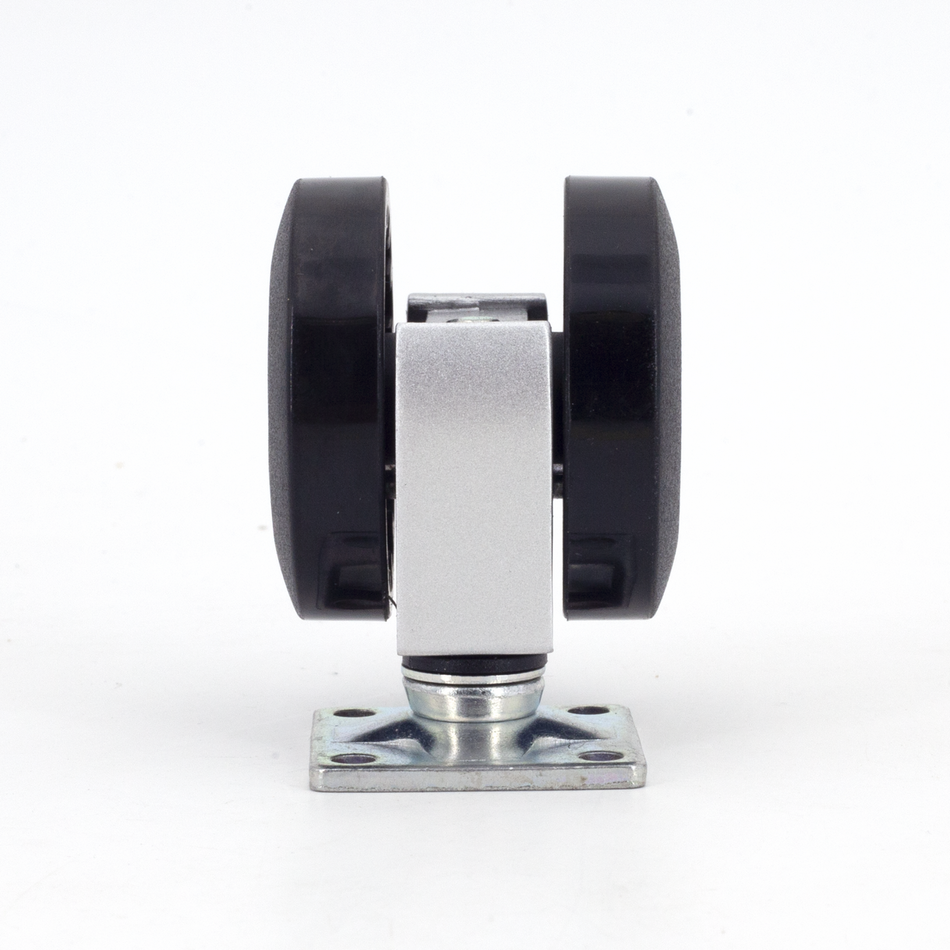 Sugatsune FA-45-PS: 59mm Twin Wheel Caster w/Brake - Black/Silver