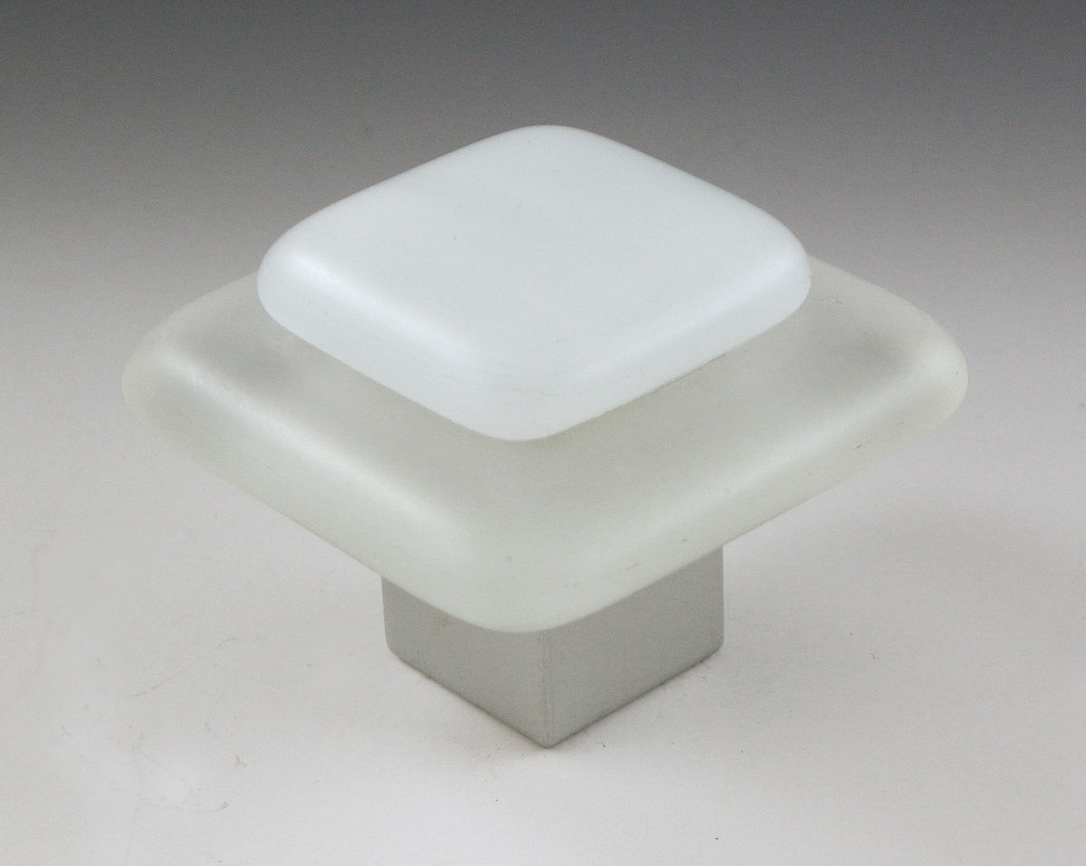 Grace White FI1: Frost on Ice 1 Cabinet Knob - White/Clear