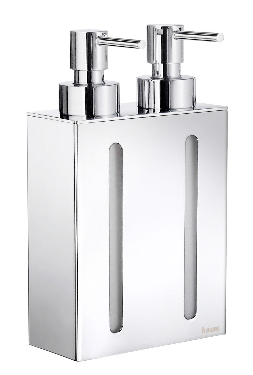 Smedbo FK258: Outline Wall Mount Double Soap Dispenser - Polished Chrome